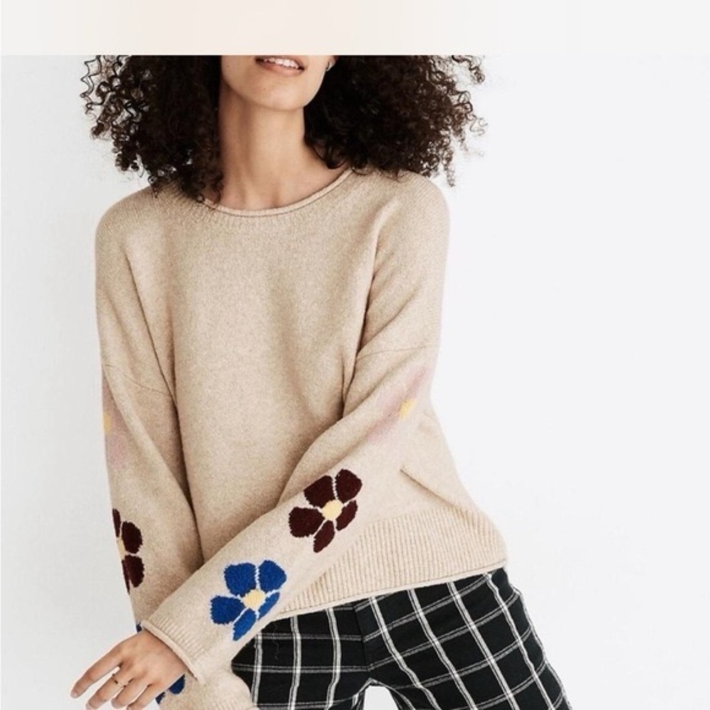 Madewell Floral Accents Beige Women's Sweater (Size XS)